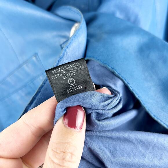 Lafayette 148 Genuine Leather Blazer – Light Blue, Size 6 - Picture 3 of 9